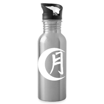 Das Wort Mond auf Japanisch (weiß) - Trinkflasche mit integriertem Trinkhalm - Lightsilver - Rechts