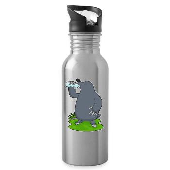 Bouteille d’eau de taupe - Gourde avec paille intégrée - argent clair - Droite