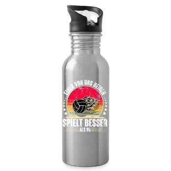 Volleyball - Trinkflasche mit integriertem Trinkhalm - Lightsilver - Rechts