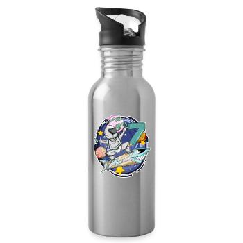 7. Geburtstag - 7 Jahre Astronaut Junge Geschenk - Trinkflasche mit integriertem Trinkhalm - Lightsilver - Rechts