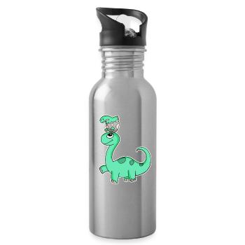 Dinosaure avec famille Baby Dinosaur - Gourde avec paille intégrée - argent clair - Droite