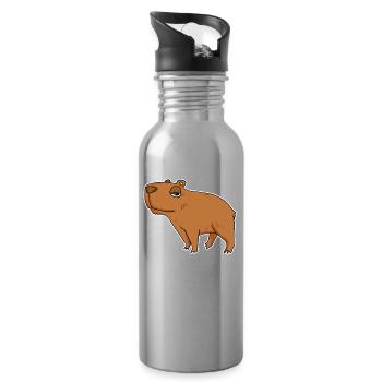 Capybara Capybara Cadeau - Gourde avec paille intégrée - argent clair - Droite