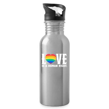 Valentinstag, Valentinstag, Valentinstag - Trinkflasche mit integriertem Trinkhalm - Lightsilver - Rechts