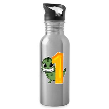1 year old - Enrollment - Dinosaur motif - Water bottle with straw - silver - Right