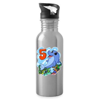 5 ans - 5e anniversaire avec motif animal - Gourde avec paille intégrée - argent clair - Droite