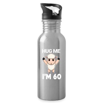 60 Birthday - 60 Years - Hug - Water bottle with straw - silver - Right