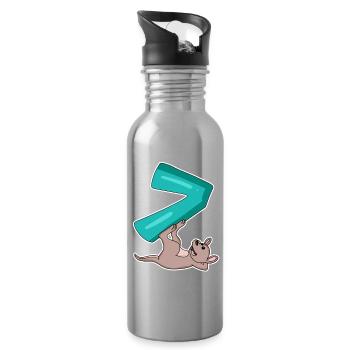 7 ans - 7ème anniversaire avec motif animal - Gourde avec paille intégrée - argent clair - Droite