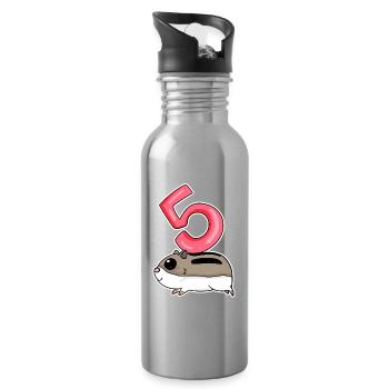 5 ans - 5ème anniversaire avec motif animal - Gourde avec paille intégrée - argent clair - Droite