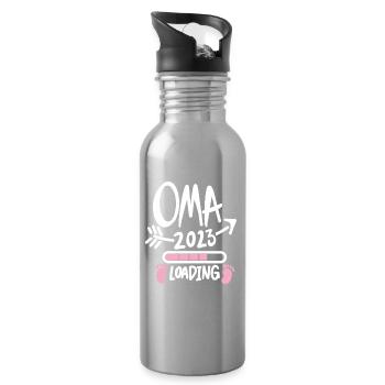 Oma 2023 - Werdende Oma 2023 - Oma Loading - Trinkflasche mit integriertem Trinkhalm - Lightsilver - Rechts