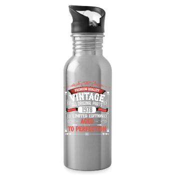 1978 Geburtsjahr Geboren Geburtstag Vintage - Trinkflasche mit integriertem Trinkhalm - Lightsilver - Rechts