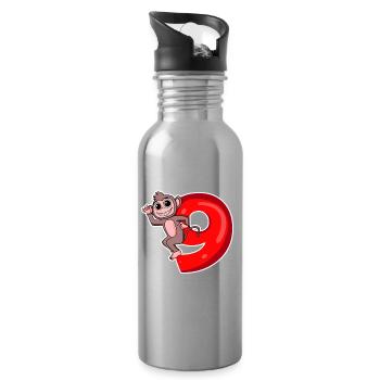 8 Jahre alt - 8. Geburtstag mit Tier Motiv - Trinkflasche mit integriertem Trinkhalm - Lightsilver - Rechts