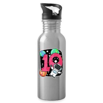 10 Jahre Geburtstag Junge Geschenk - Trinkflasche mit integriertem Trinkhalm - Lightsilver - Rechts