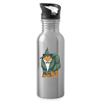 Tiger Halloween Wizard - Water bottle with straw - silver - Right