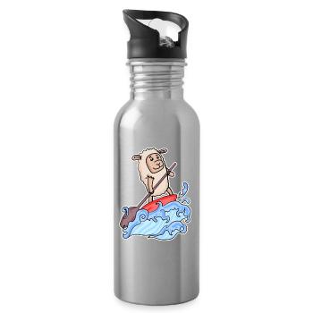 Stand Up Paddle Sheep - Gourde avec paille intégrée - argent clair - Droite