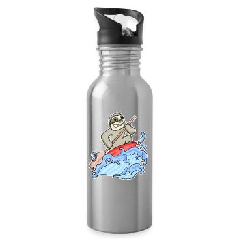 Stand Up Paddling Faultier - Trinkflasche mit integriertem Trinkhalm - Lightsilver - Rechts