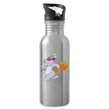 Nilpferd Bandit Geldsack - Trinkflasche mit integriertem Trinkhalm - Lightsilver - Rechts