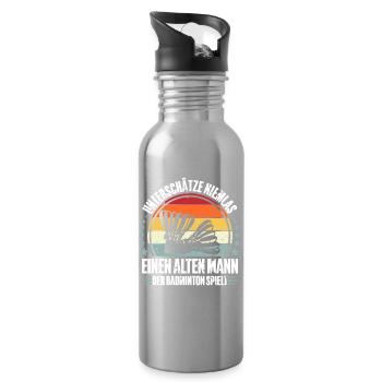 Badminton - Trinkflasche mit integriertem Trinkhalm - Lightsilver - Rechts