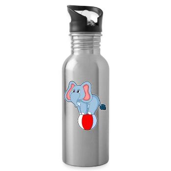 Elephant Workout Gymnastics Fitness - Water bottle with straw - silver - Right