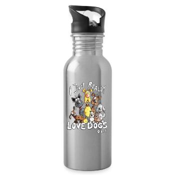 Hunde Hundehaufen Hund I Just Really Love Dogs - Trinkflasche mit integriertem Trinkhalm - Lightsilver - Rechts