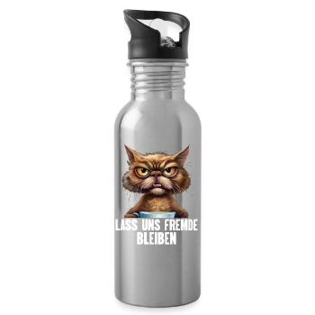 Lass Uns Fremde Bleiben - Trinkflasche mit integriertem Trinkhalm - Lightsilver - Rechts