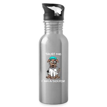 Tier Tierarzt Tiermedizin Geschenk - Trinkflasche mit integriertem Trinkhalm - Lightsilver - Rechts