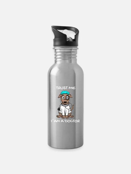 Tier Tierarzt Tiermedizin Geschenk - Trinkflasche mit integriertem Trinkhalm - Lightsilver