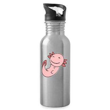 Axolotl Motif Enfants Mignons - Gourde avec paille intégrée - argent clair - Droite