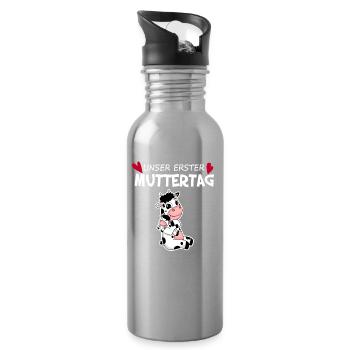 Muttertag - erster Muttertag Geschenk - Trinkflasche mit integriertem Trinkhalm - Lightsilver - Rechts
