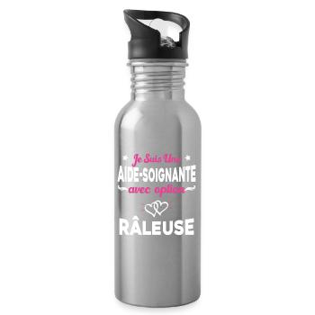 je suis une aide soignante avec option râleuse - Gourde avec paille intégrée - argent clair - Droite