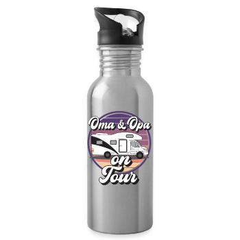Oma und Opa on Tour Retro Sunset Wohnwagen design - Trinkflasche mit integriertem Trinkhalm - Lightsilver - Rechts