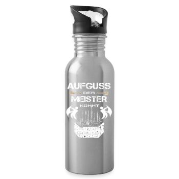 der Aufguss Meister kommt! - Trinkflasche mit integriertem Trinkhalm - Lightsilver - Rechts