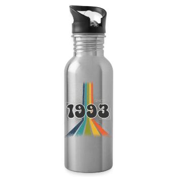 1993 Anniversaire né Groovy Vintage Retro - Gourde avec paille intégrée - argent clair - Droite