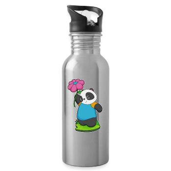 Fleur de panda - Gourde avec paille intégrée - argent clair - Droite