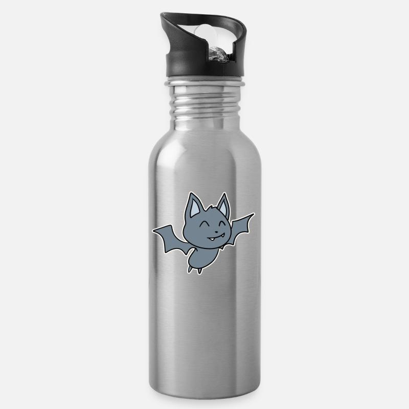 Bat Kids Motif - Gourde avec paille intégrée - argent clair