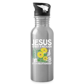 Jesus is not a religion it s a relationship - Trinkflasche mit integriertem Trinkhalm - Lightsilver - Rechts