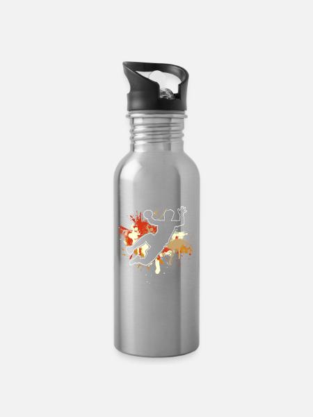 Handball Handballer - Trinkflasche mit integriertem Trinkhalm - Lightsilver