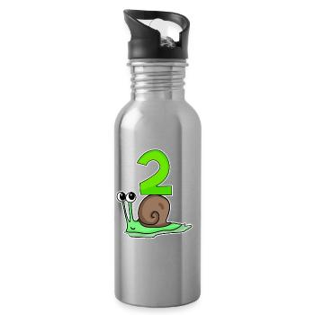 2 ans - 2ème anniversaire avec motif animal - Gourde avec paille intégrée - argent clair - Droite