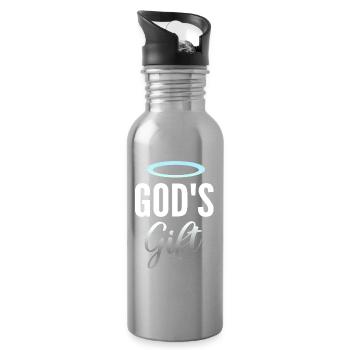 Le don de Dieu avec halo - Gourde avec paille intégrée - argent clair - Droite
