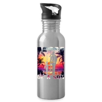 Mutter mit einem Sohn Muttertag Strand Mama Kind - Trinkflasche mit integriertem Trinkhalm - Lightsilver - Rechts