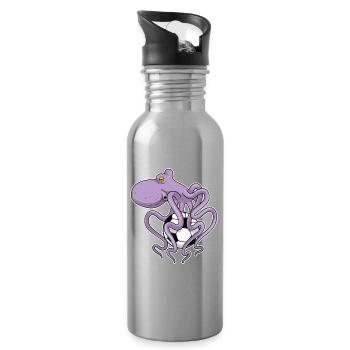 Octopus Football Player Football - Water bottle with straw - silver - Right