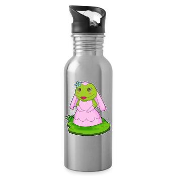 Frog Bridal Veil Wedding - Water bottle with straw - silver - Right