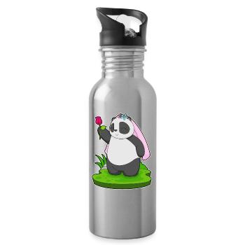 Panda Bride Rose Mariage - Gourde avec paille intégrée - argent clair - Droite