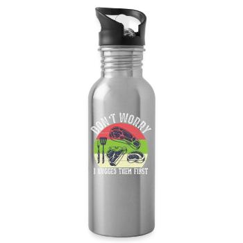 Butcher Animal Slaughter Meat Cutter BBQ - Water bottle with straw - silver - Right