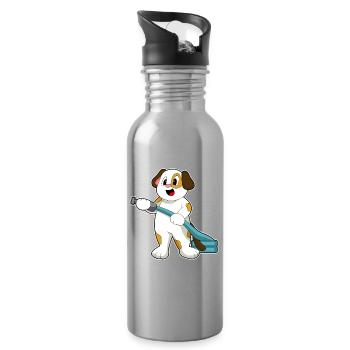 Dog Firefighter Fire Hose Fire Brigade - Water bottle with straw - silver - Right