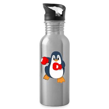 Penguin Boxer Gants de boxe Boxe Boxe - Gourde avec paille intégrée - argent clair - Droite