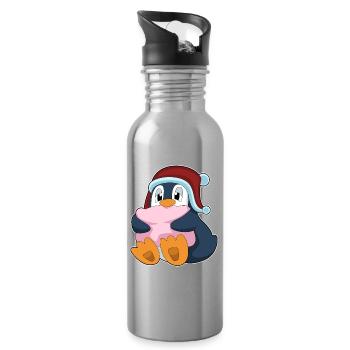 Pinguin Schlafen Kissen - Trinkflasche mit integriertem Trinkhalm - Lightsilver - Rechts