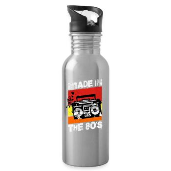 Made In The 80s Retro Music - Water bottle with straw - silver - Right