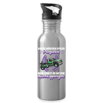 Abschleppwagen Abschleppdienst Mädchen Geschenk - Trinkflasche mit integriertem Trinkhalm - Lightsilver - Rechts