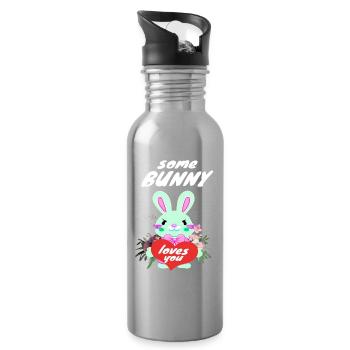 Mignon lapin de Pâques amoureux - Gourde avec paille intégrée - argent clair - Droite