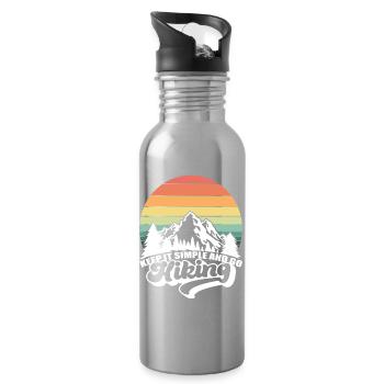 Keep It Simple And Go Hiking, Mountains Nature - Water bottle with straw - silver - Right